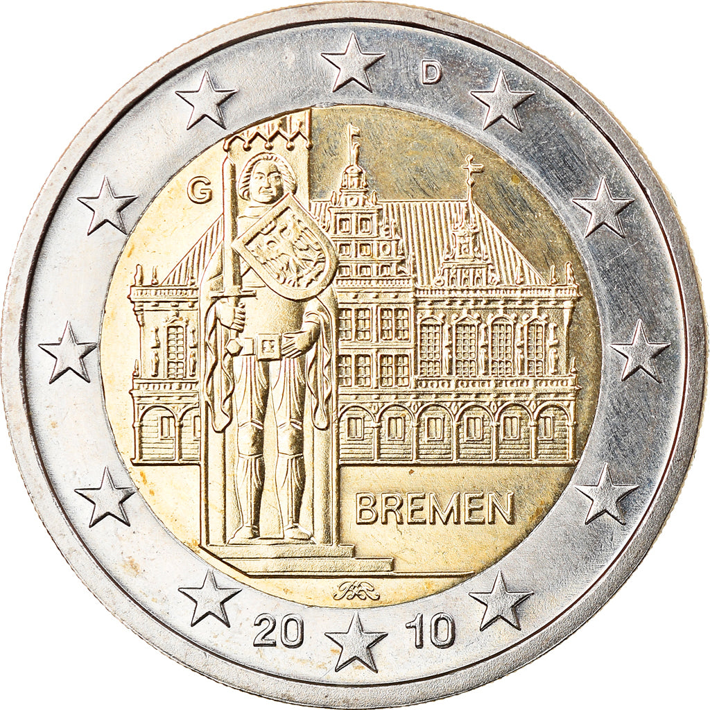 GERMANY - FEDERAL REPUBLIC, 2 Euro, 2010, Karlsruhe, bremen, MS(63)