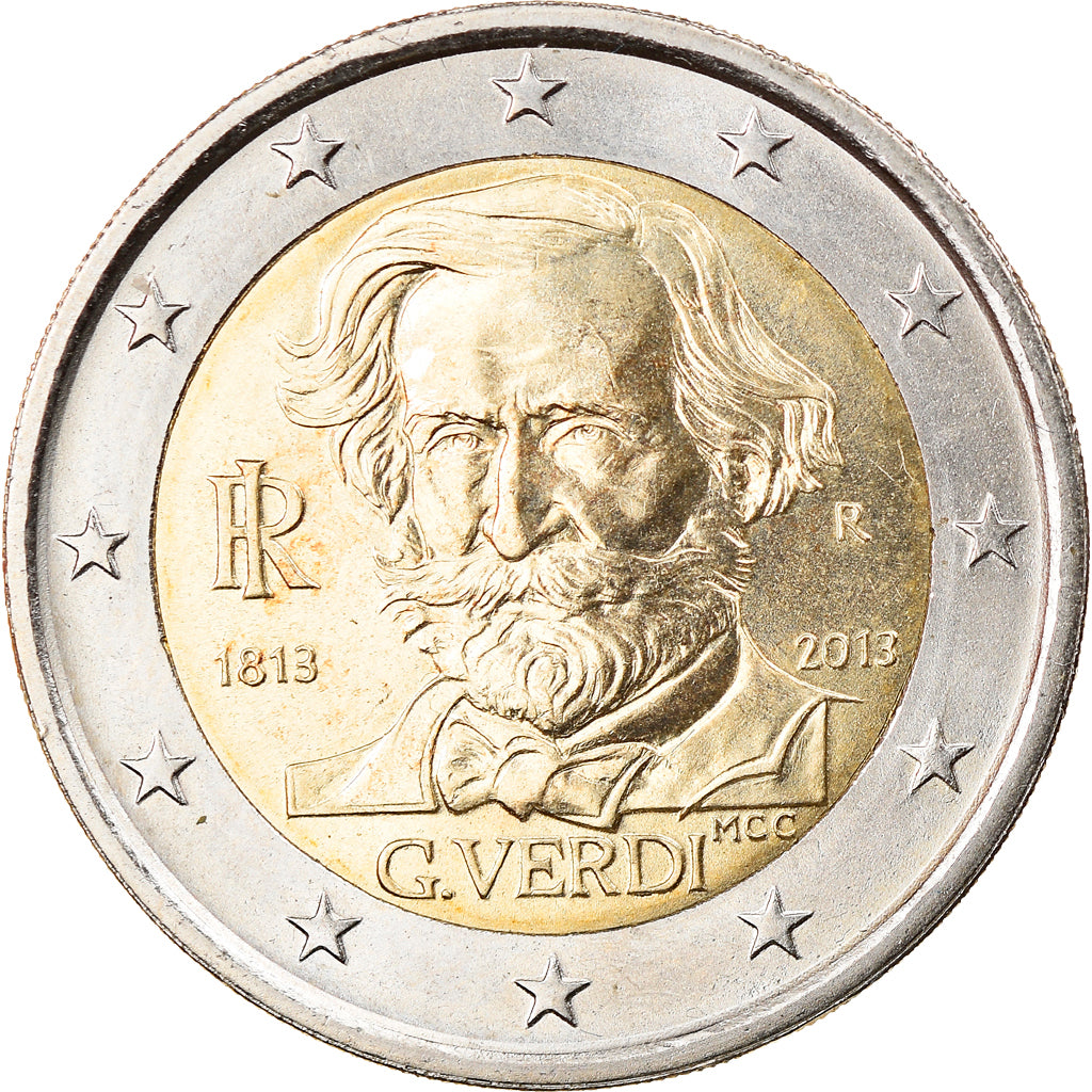 Italy, 2 Euro, G. Verdi, 2013, Rome, MS(63), Bi-Metallic, KM:New