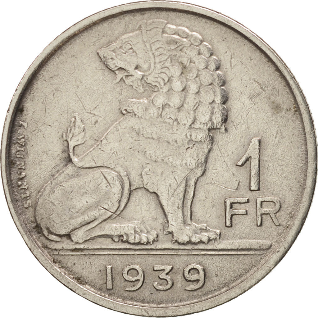 Belgium, Franc, 1939, AU(50-53), Nickel, KM:119