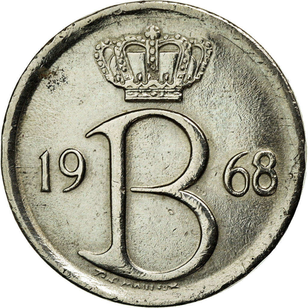 Münze, Belgien, 25 Centimes, 1968, Brussels, SS+, Copper-nickel, KM:153.1