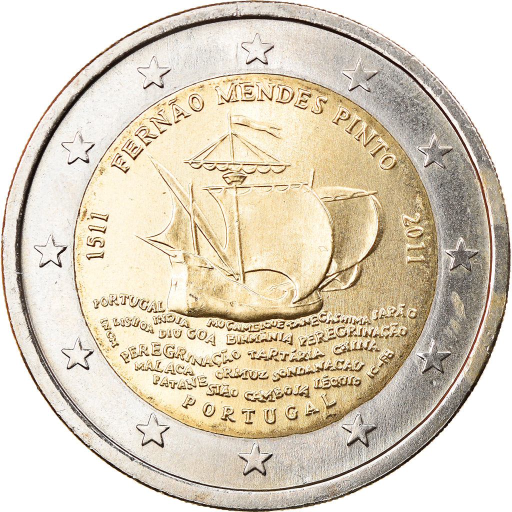 Portugal, 2 Euro, Fernao Mendes Pinto, 2011, Lisbon, MS(63), Bi-Metallic, KM:804