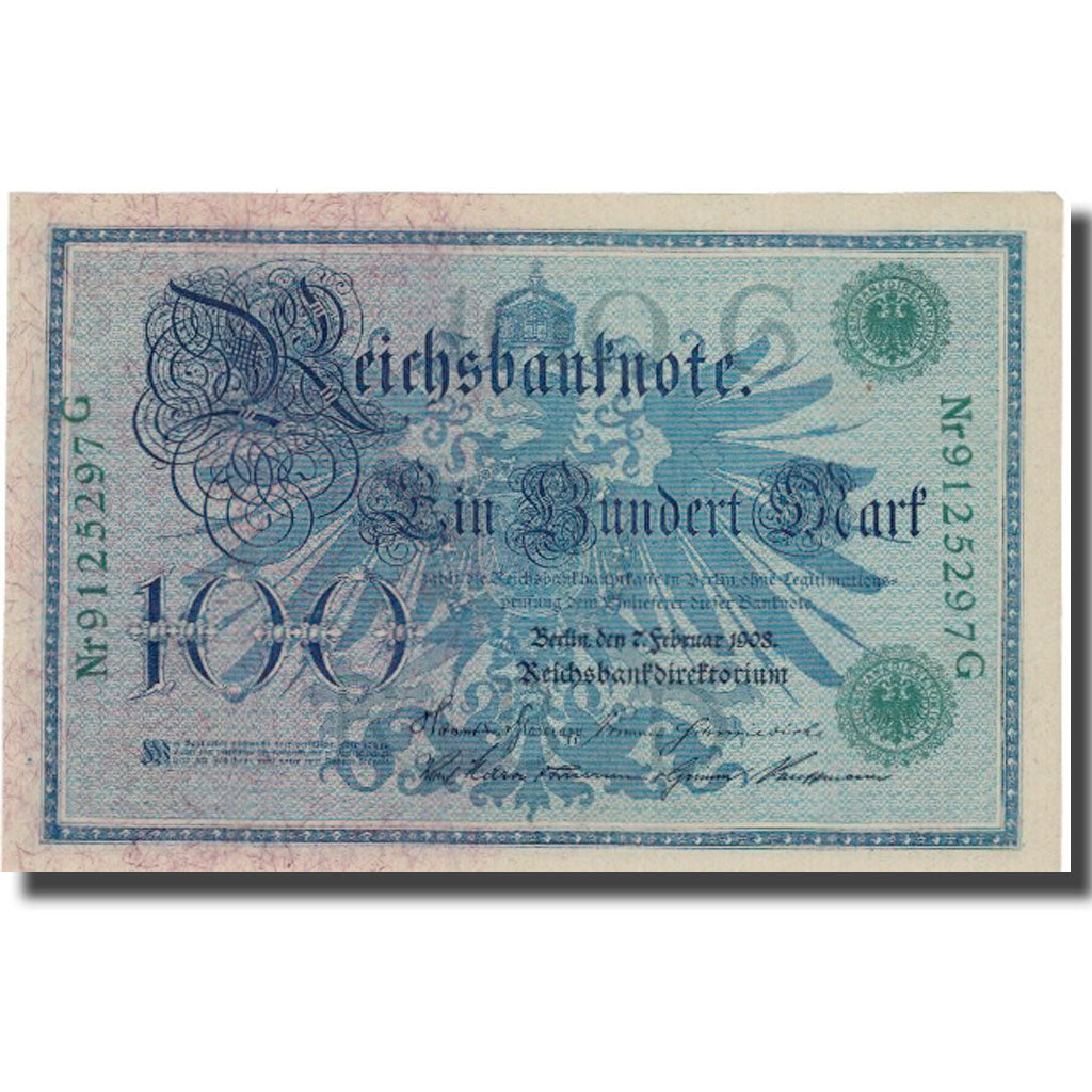 Nota, Alemanha, 100 Mark, 1908, 1908-02-07, KM:34, AU(55-58)