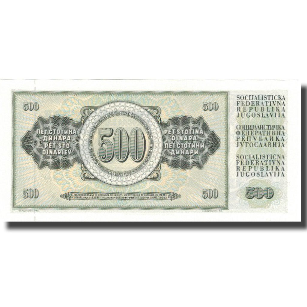 Banconote, Iugoslavia, 500 Dinara, 1981, 1981-11-04, KM:91a, SPL