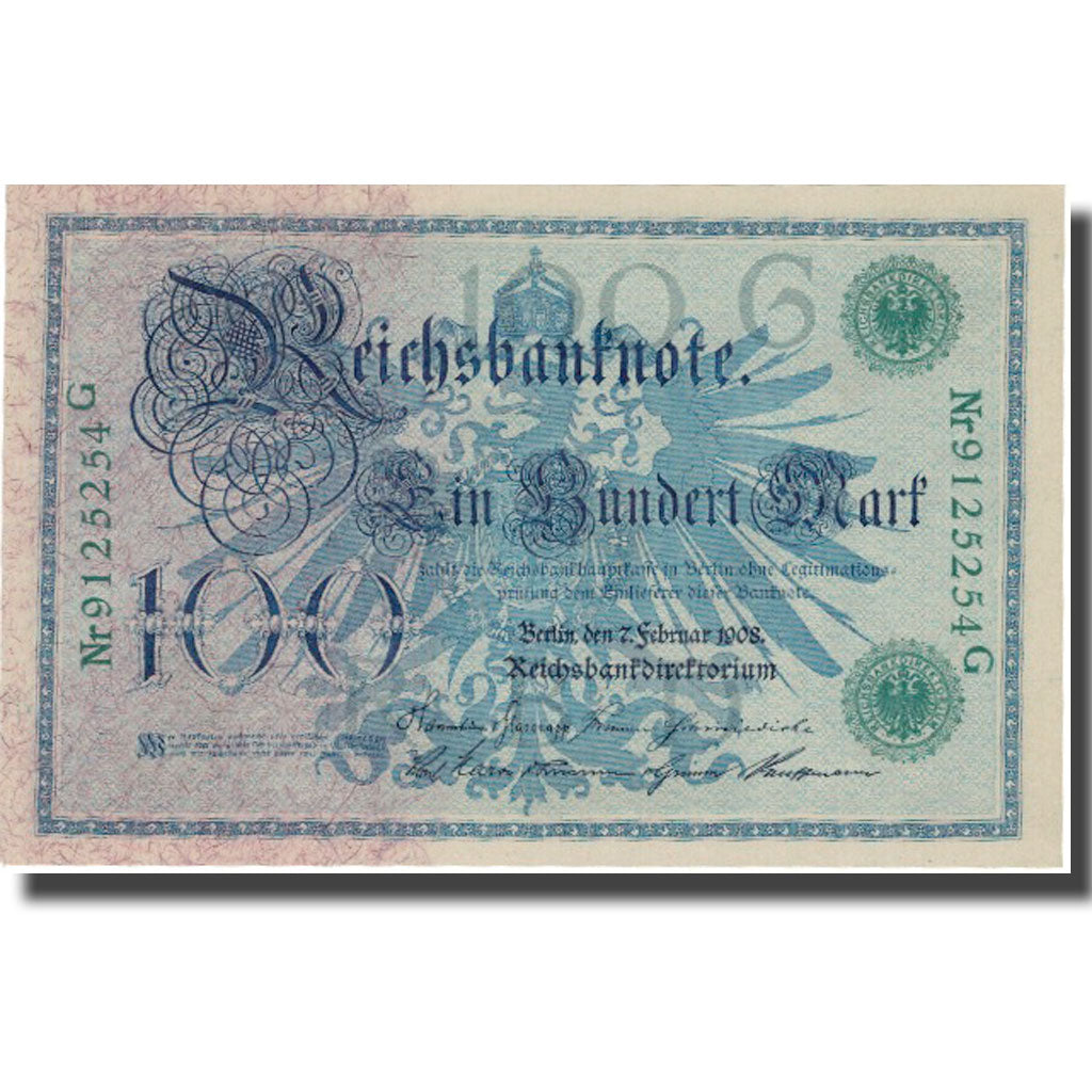 Banknot, Niemcy, 100 Mark, 1908, 1908-02-07, KM:34, UNC(60-62)