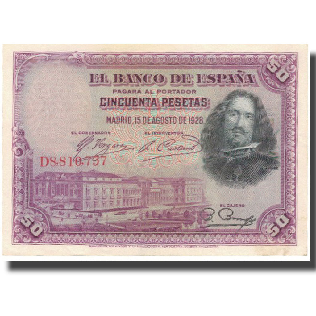 Banknote, Spain, 50 Pesetas, 1928, 1928-08-15, KM:75b, AU(55-58)