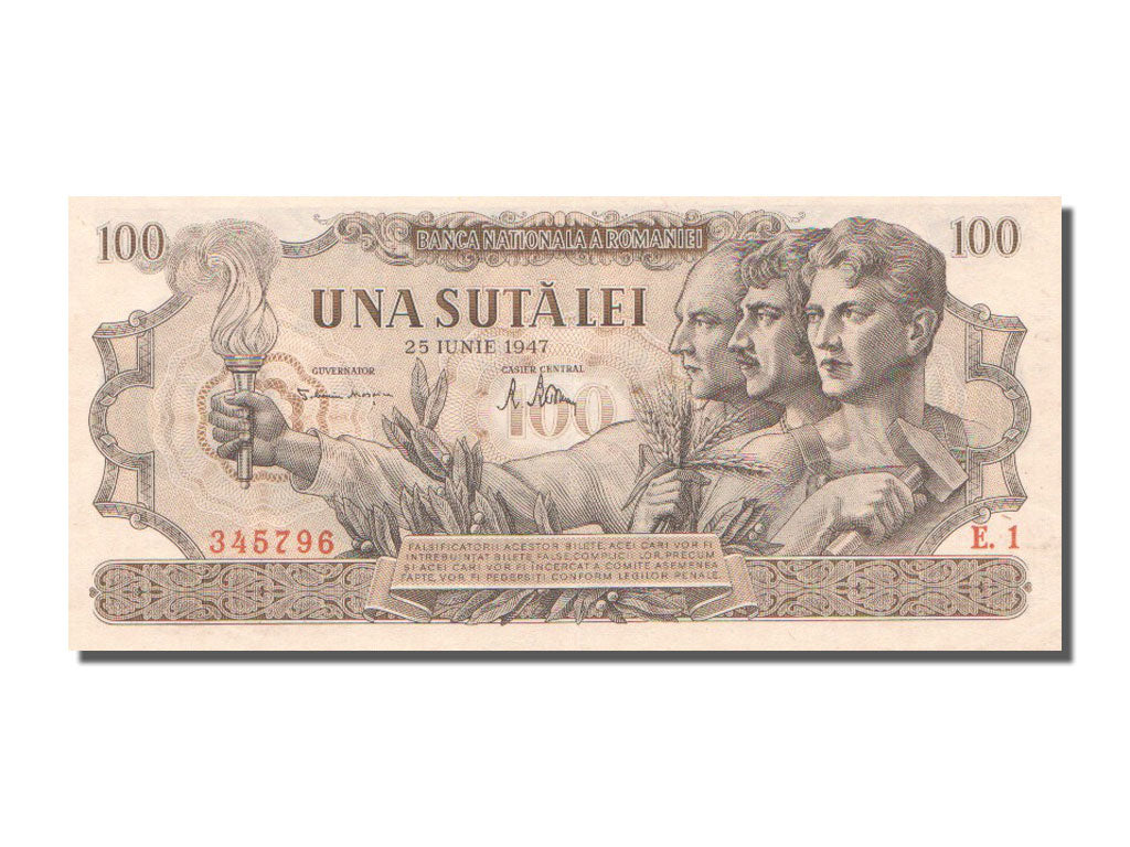 Romania, 100 Lei, 1947, KM #65, 1947-06-25, AU(55-58), E.1