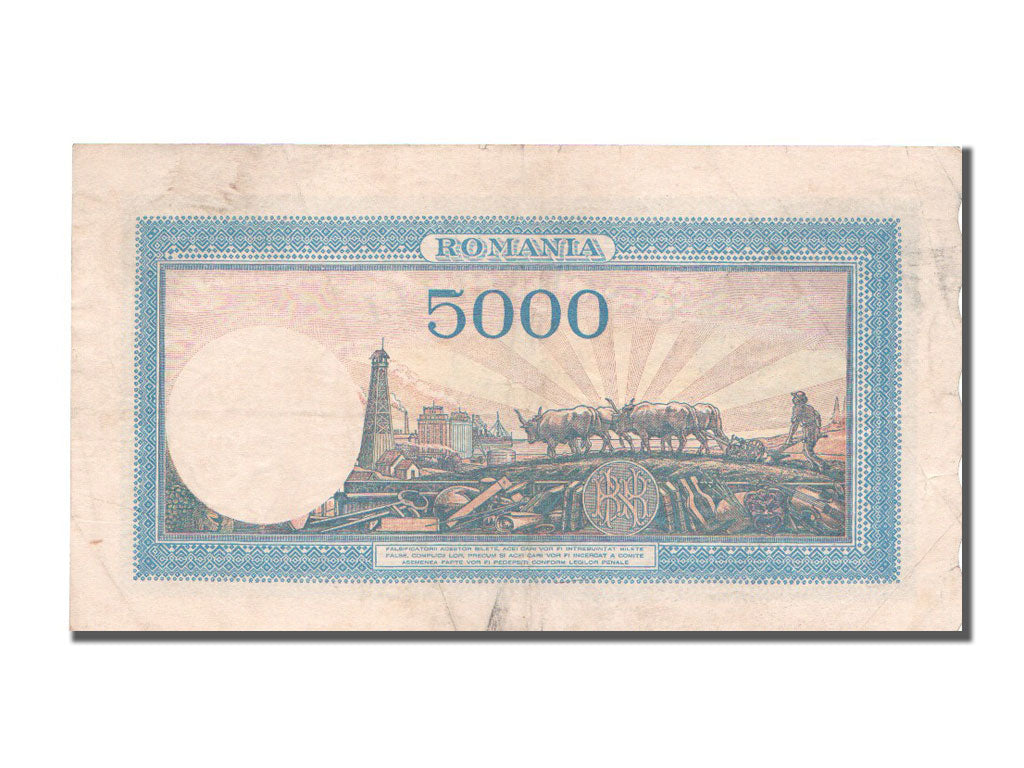 Romania, 5000 Lei, 1944, KM #55, 1944-08-22, AU(55-58), H.2
