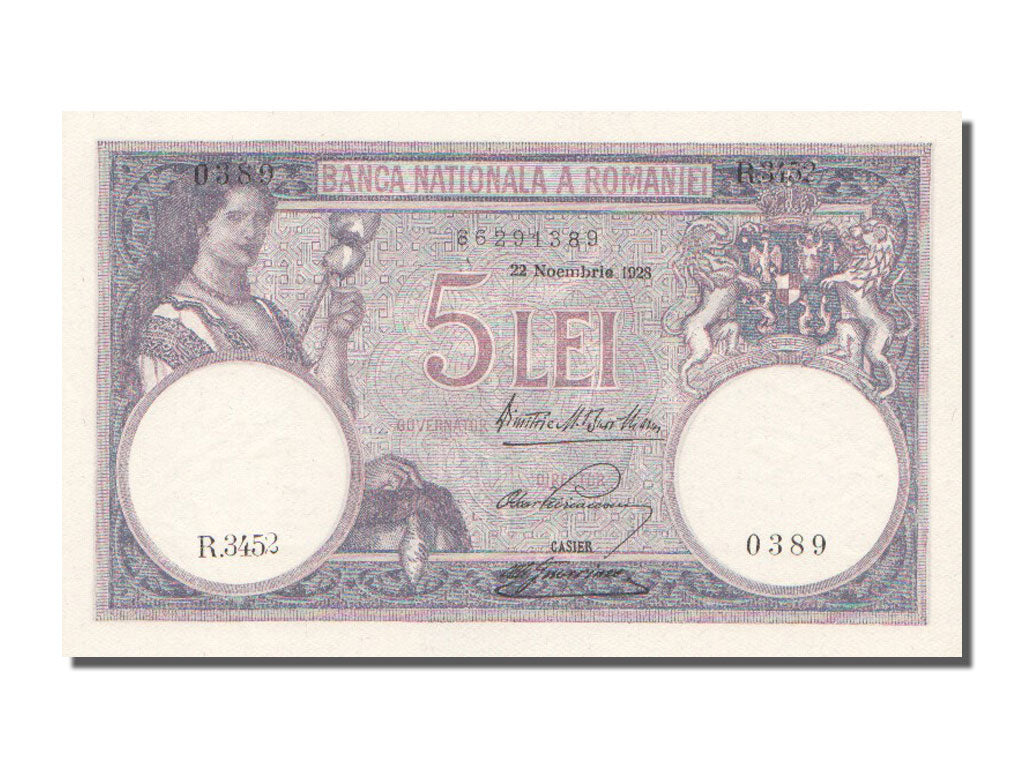 Romania, 5 Lei, 1928, KM #19a, 1928-11-22, UNC(63), R.3452