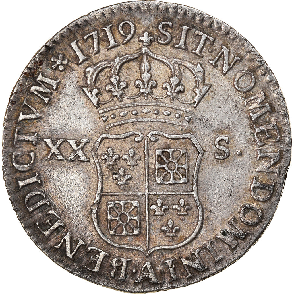 Monnaie, France, Louis XV, 1/6 Écu (XX – S) de France-Navarre, 20 Sols, 1/6
