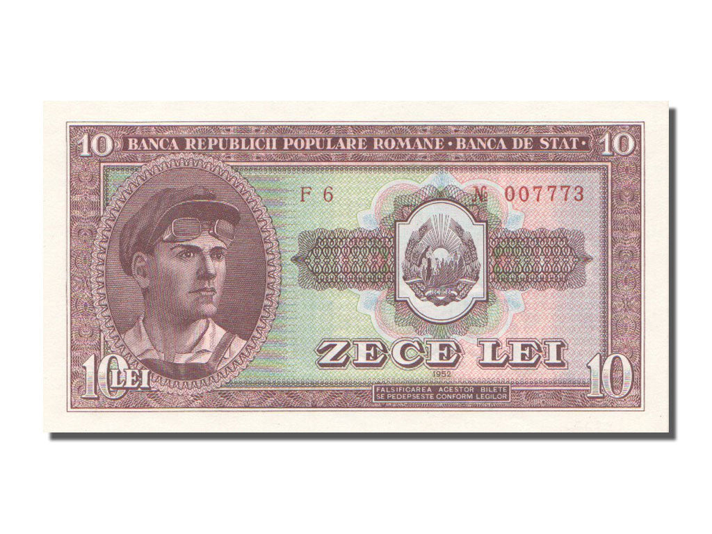 Romania, 10 Lei, 1952, KM #88a, UNC(65-70), F.6