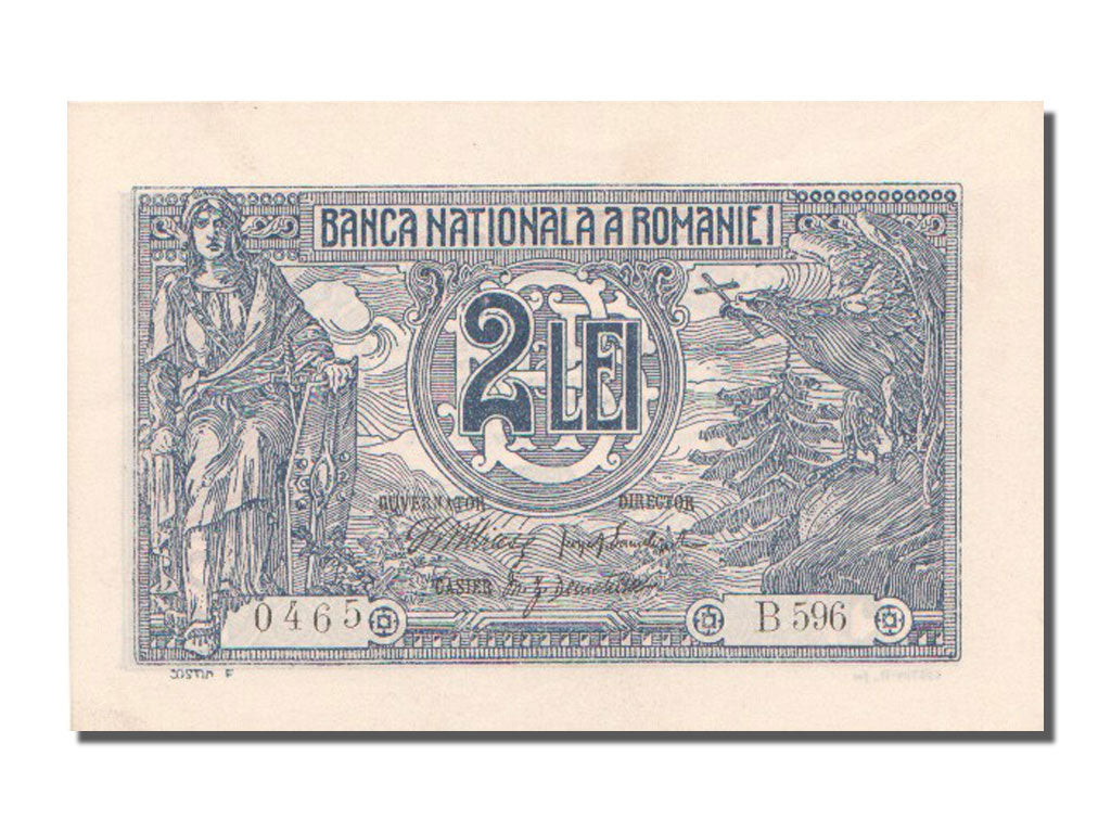 Romania, 2 Lei, 1915, KM #18, 1915-03-12, UNC(65-70), B.596