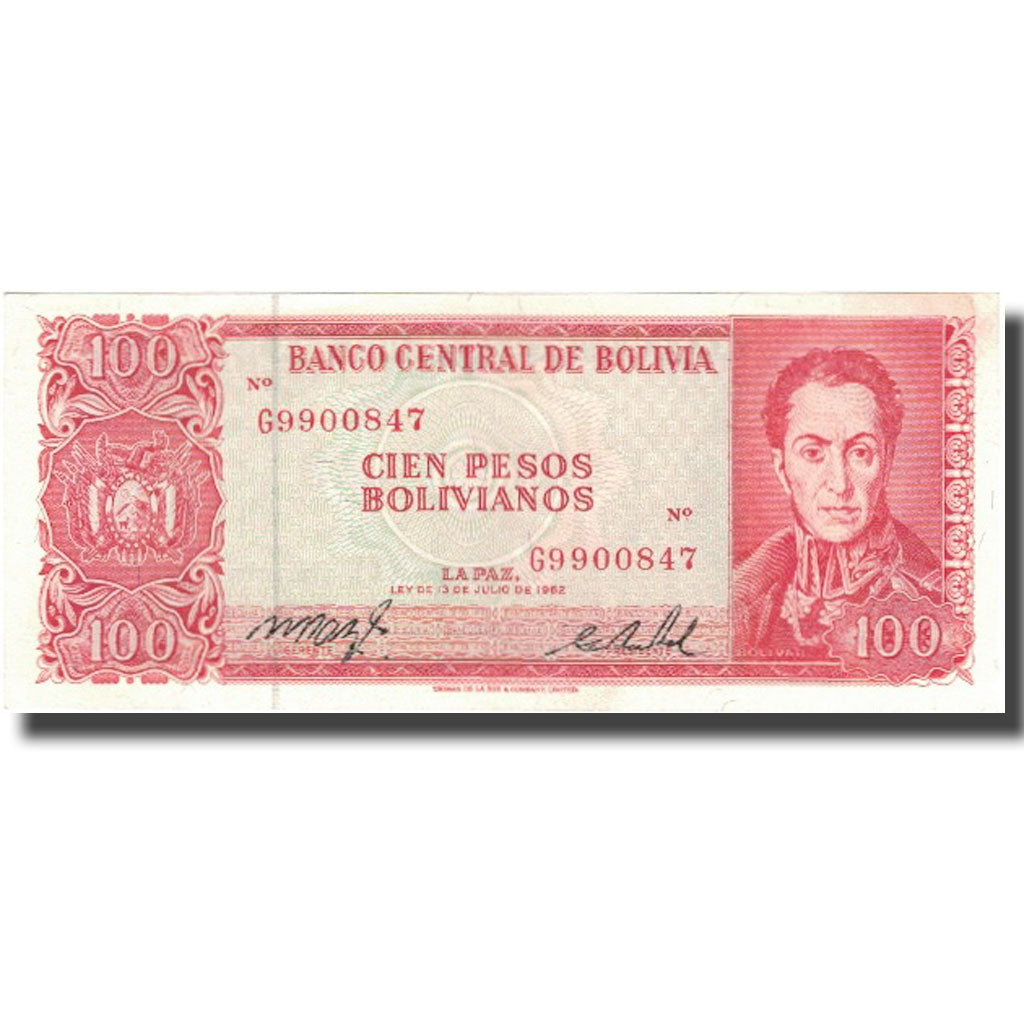 Banknote, Bolivia, 100 Pesos Bolivianos, 1962, 1962-07-13, KM:163a, UNC(64)