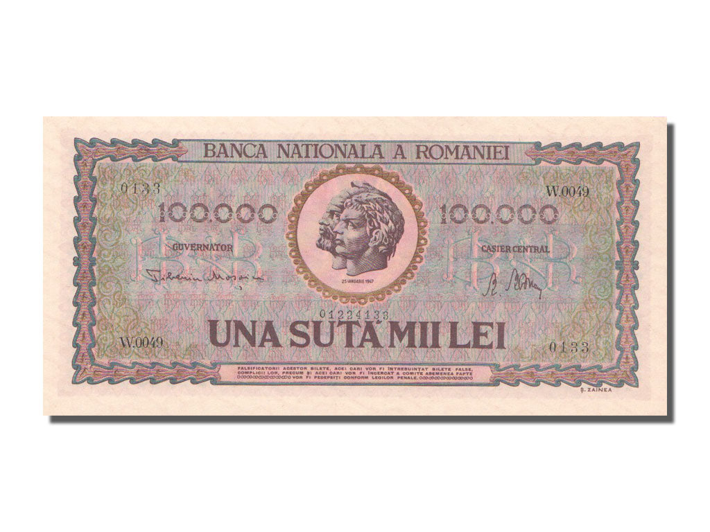 Romania, 100,000 Lei, 1947, 1947-01-25, FDS