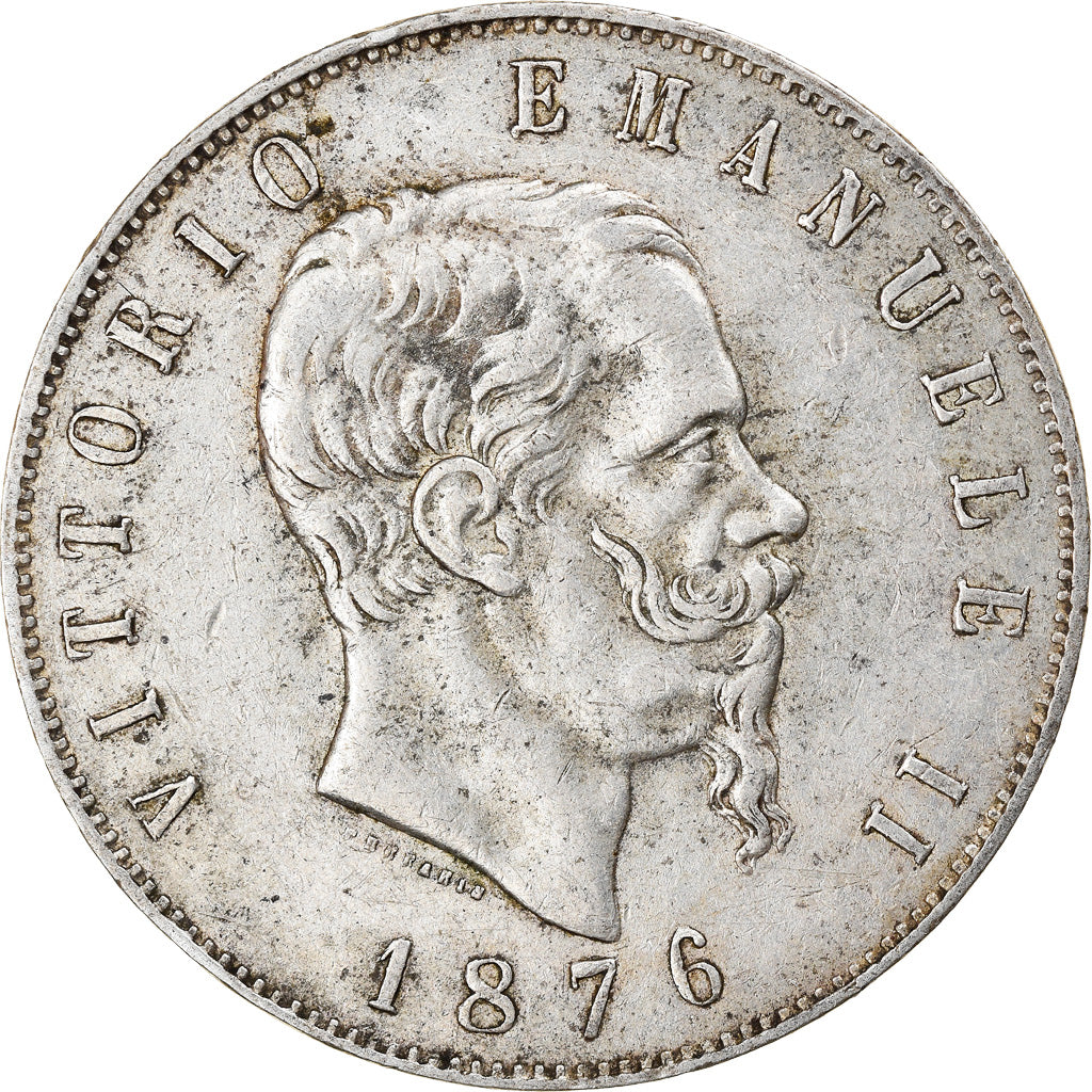 Coin, Italy, Vittorio Emanuele II, 5 Lire, 1876, Rome, VF(30-35), Silver, KM:8.4