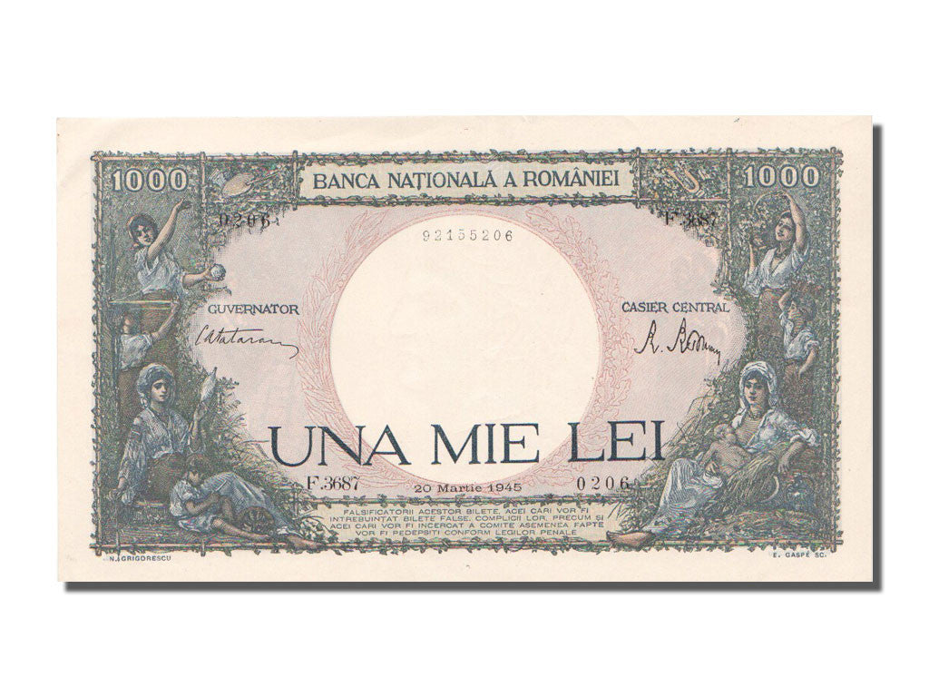 Banconote, Romania, 1000 Lei, 1945, 1945-03-20, SPL