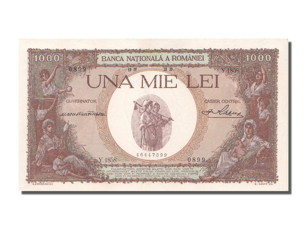Romania, 1000 Lei, 1939, 1939-04-19, UNC(63), Y.1858