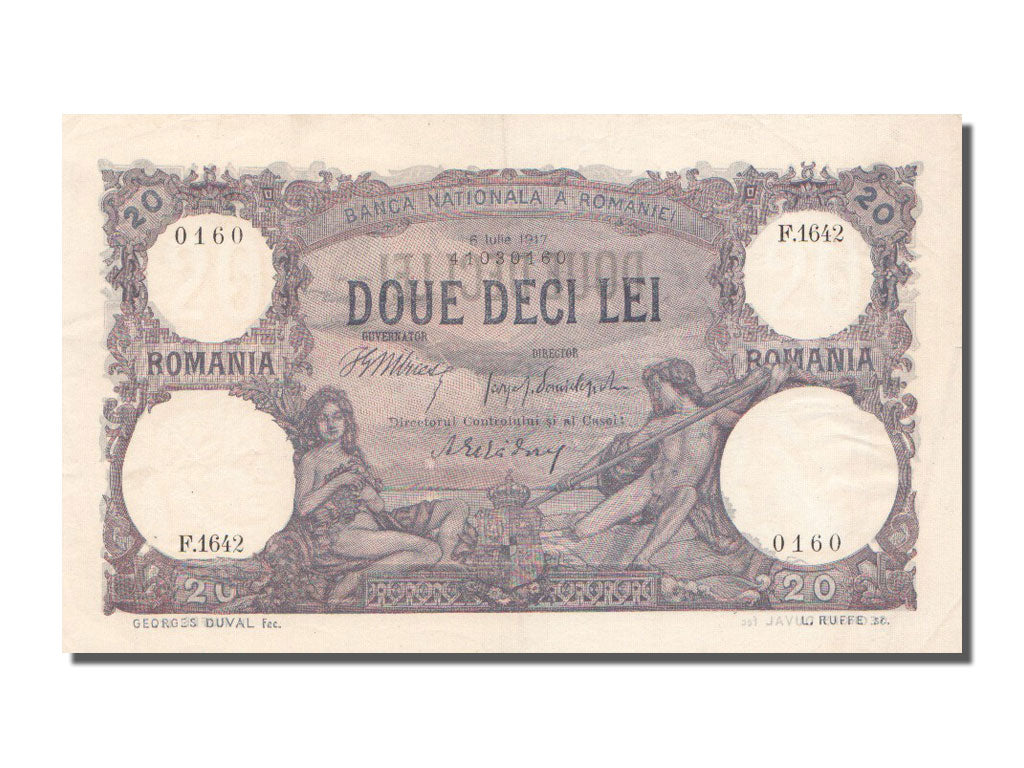 Romania, 20 Lei, 1917, KM #M6, 1917-07-06, AU(55-58), F.1642