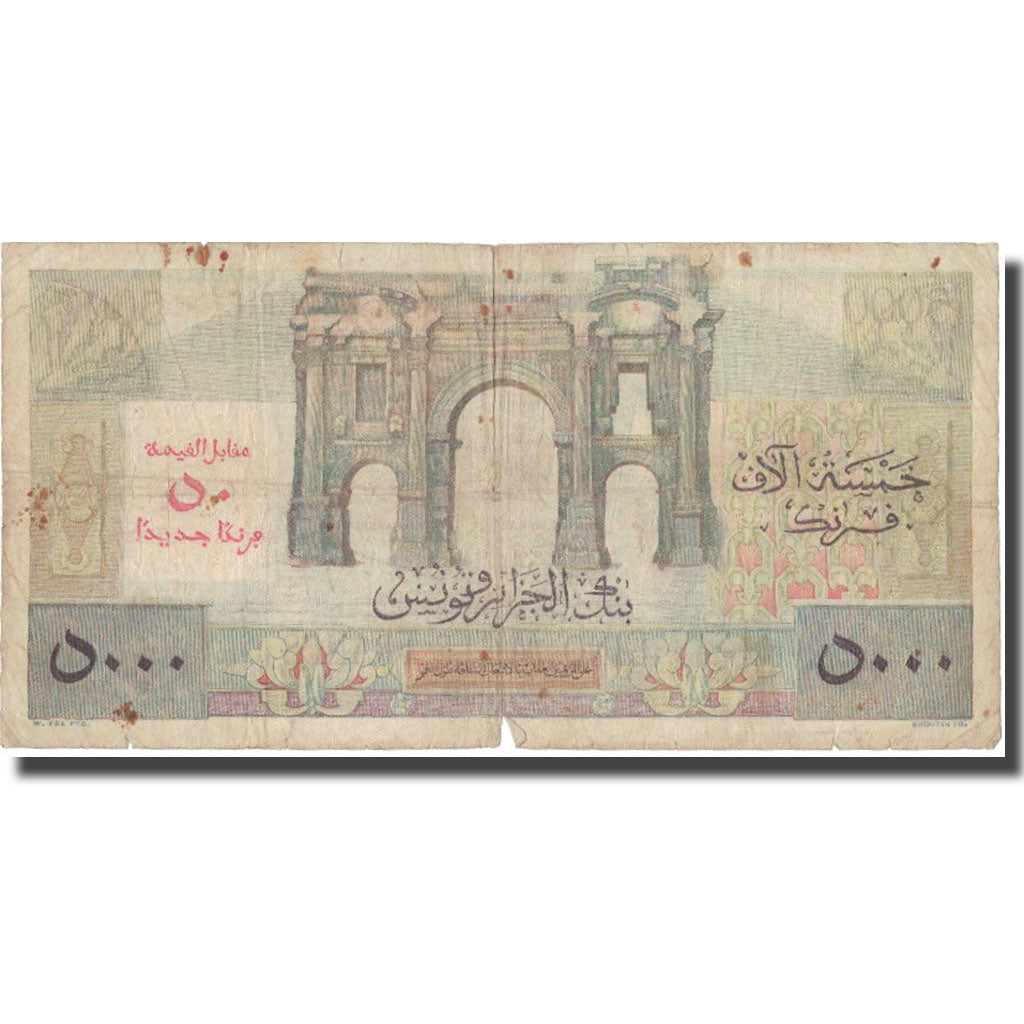 Banknote, Algeria, 50 NF on 5000 Francs, 1956, 1956-03-06, KM:113, F(12-15)