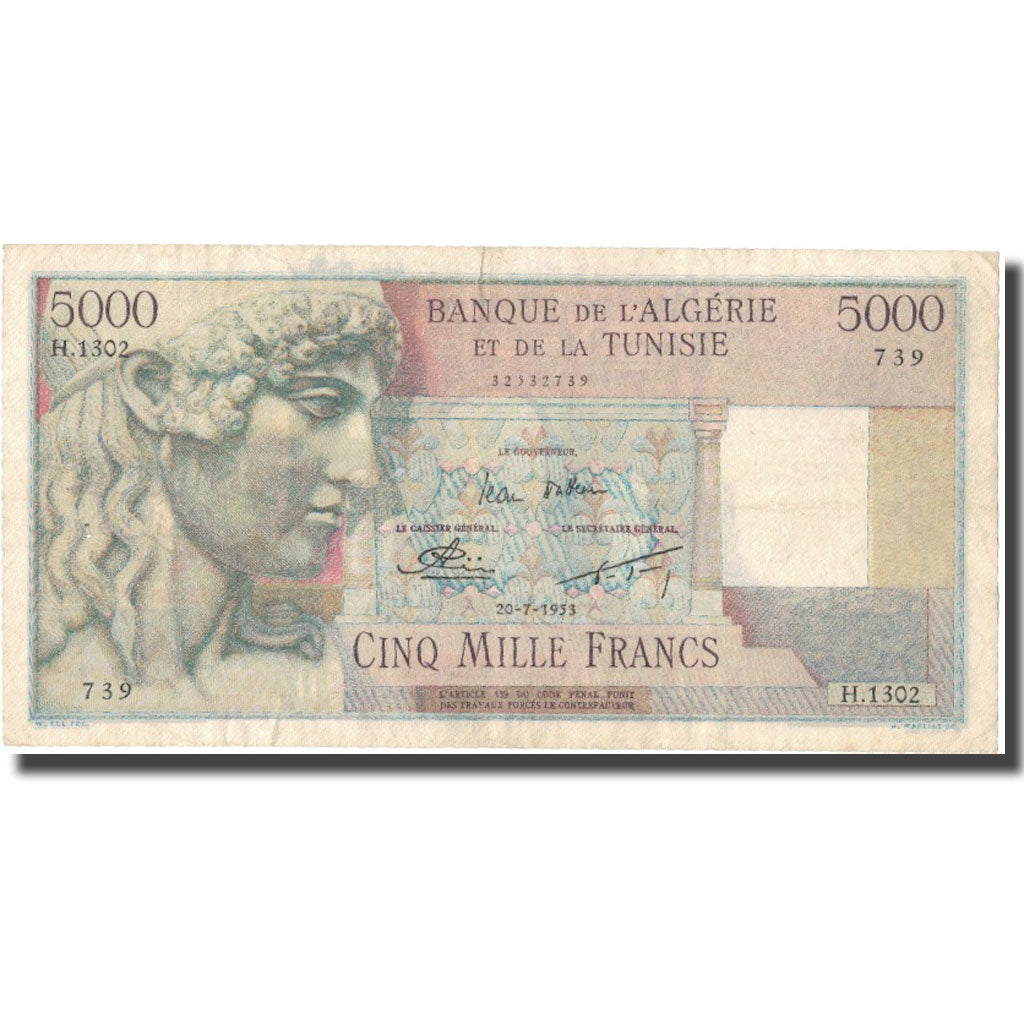 Banknote, Algeria, 5000 Francs, 1953, 1953-07-20, KM:109b, VF(20-25)