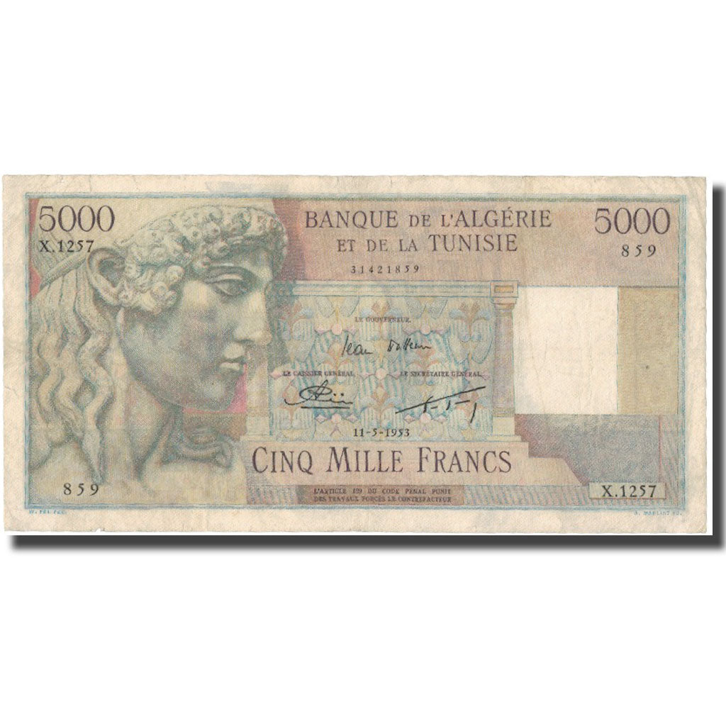 Banknote, Algeria, 5000 Francs, 1953, 1953-05-11, KM:109b, VF(20-25)