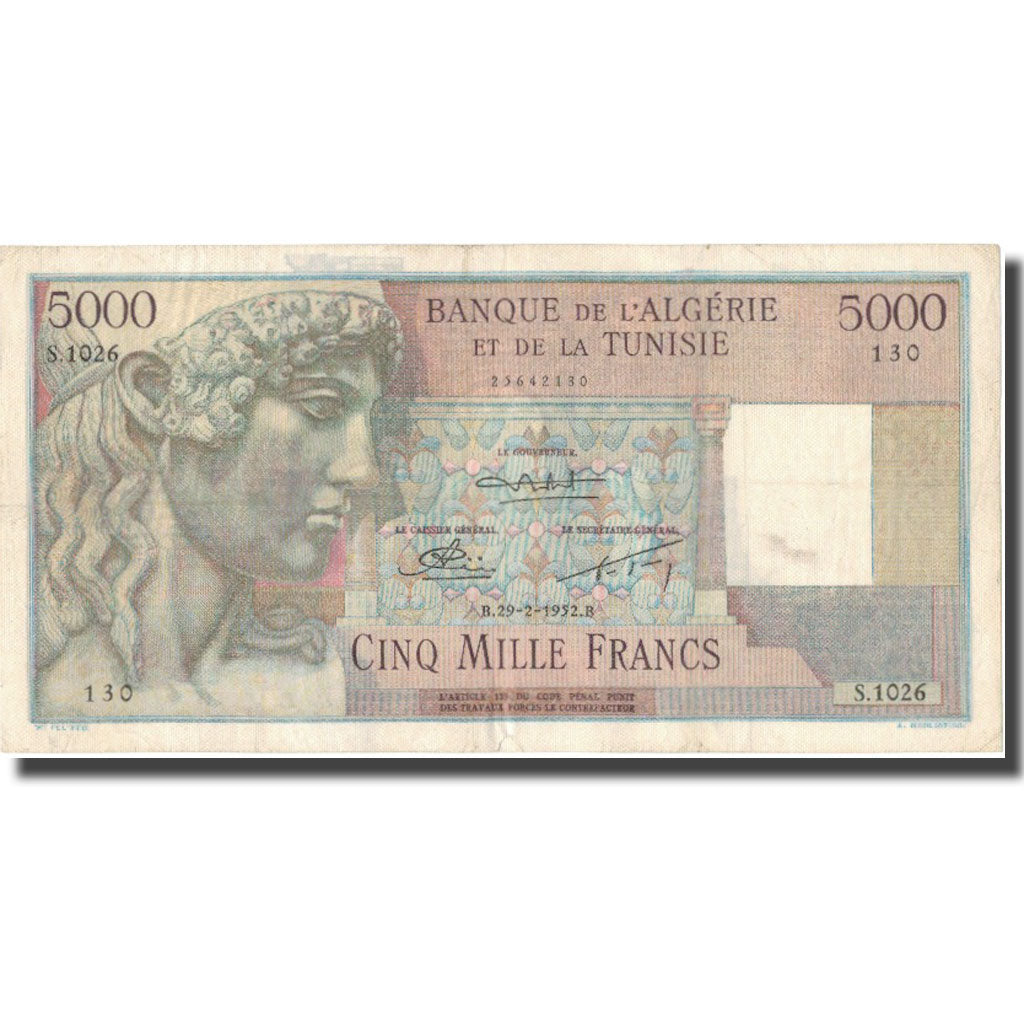 Banknote, Algeria, 5000 Francs, 1952, 0952-02-29, KM:109b, EF(40-45)
