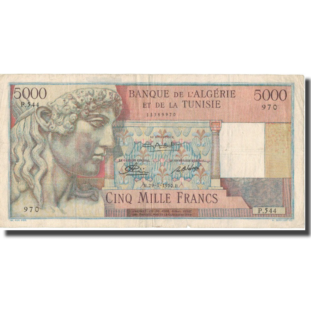 Banconote, Algeria, 5000 Francs, 1950, 1950-03-29, KM:109a, BB