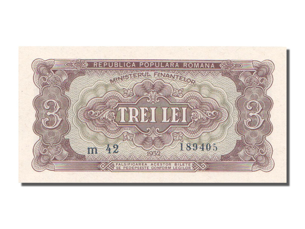 Romania, 3 Lei, 1952, KM #82b, UNC(65-70), M.42