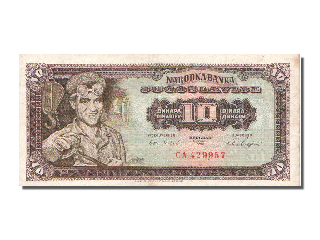 Yugoslavia, 10 Dinara, 1965, KM #78a, 1965-08-01, EF(40-45), CA.429957