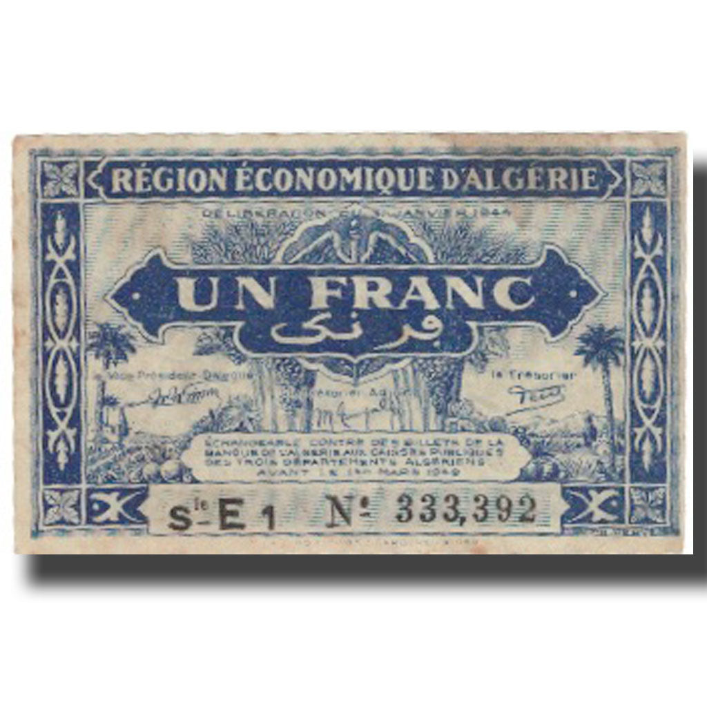 Banknote, Algeria, 1 Franc, 1944, 1944-01-31, KM:98b, EF(40-45)