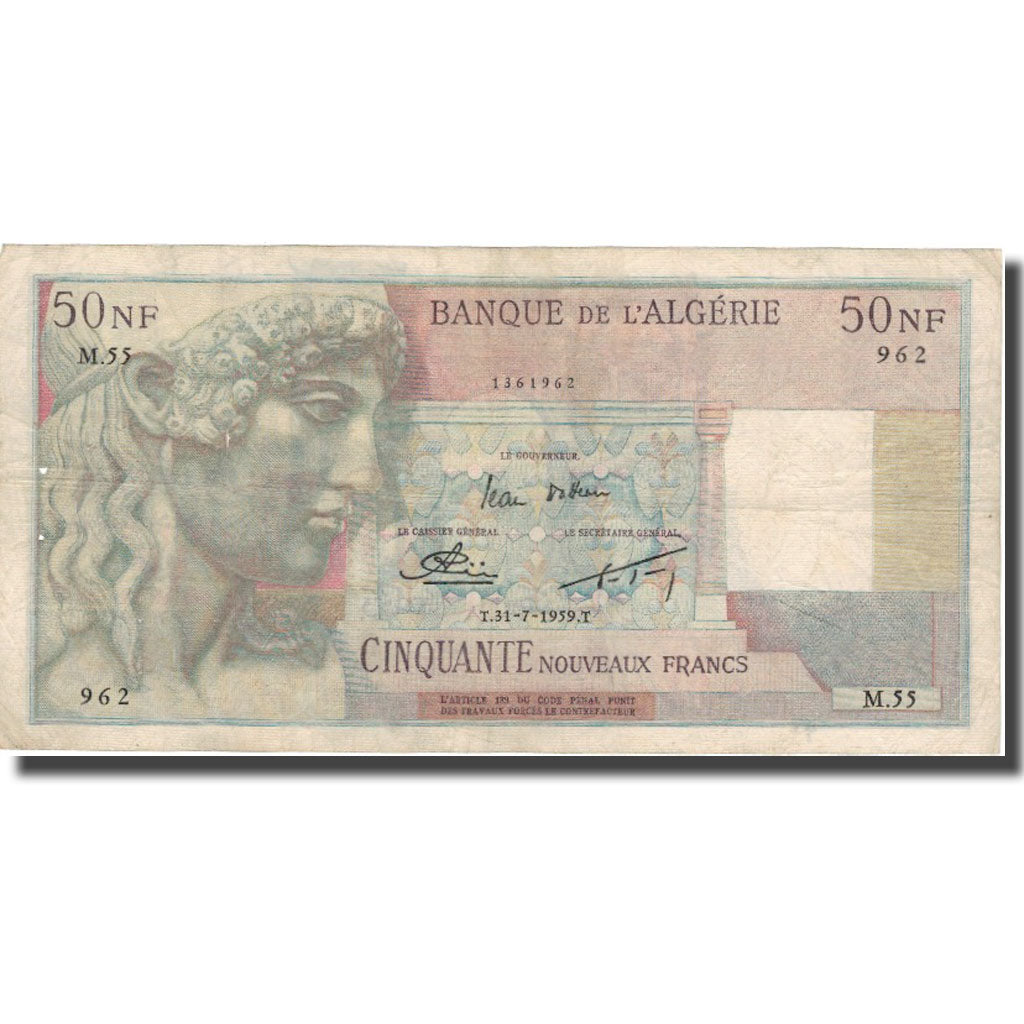 Geldschein, Algeria, 50 Nouveaux Francs, 1959, 1959-07-31, KM:120A, S+