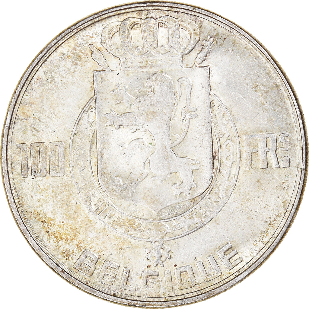 Coin, Belgium, 100 Francs, 100 Frank, 1950, AU(55-58), Silver, KM:138.1