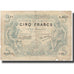 Banknote, Algeria, 5 Francs, 1925, 1925-04-23, KM:71b, VF(20-25)
