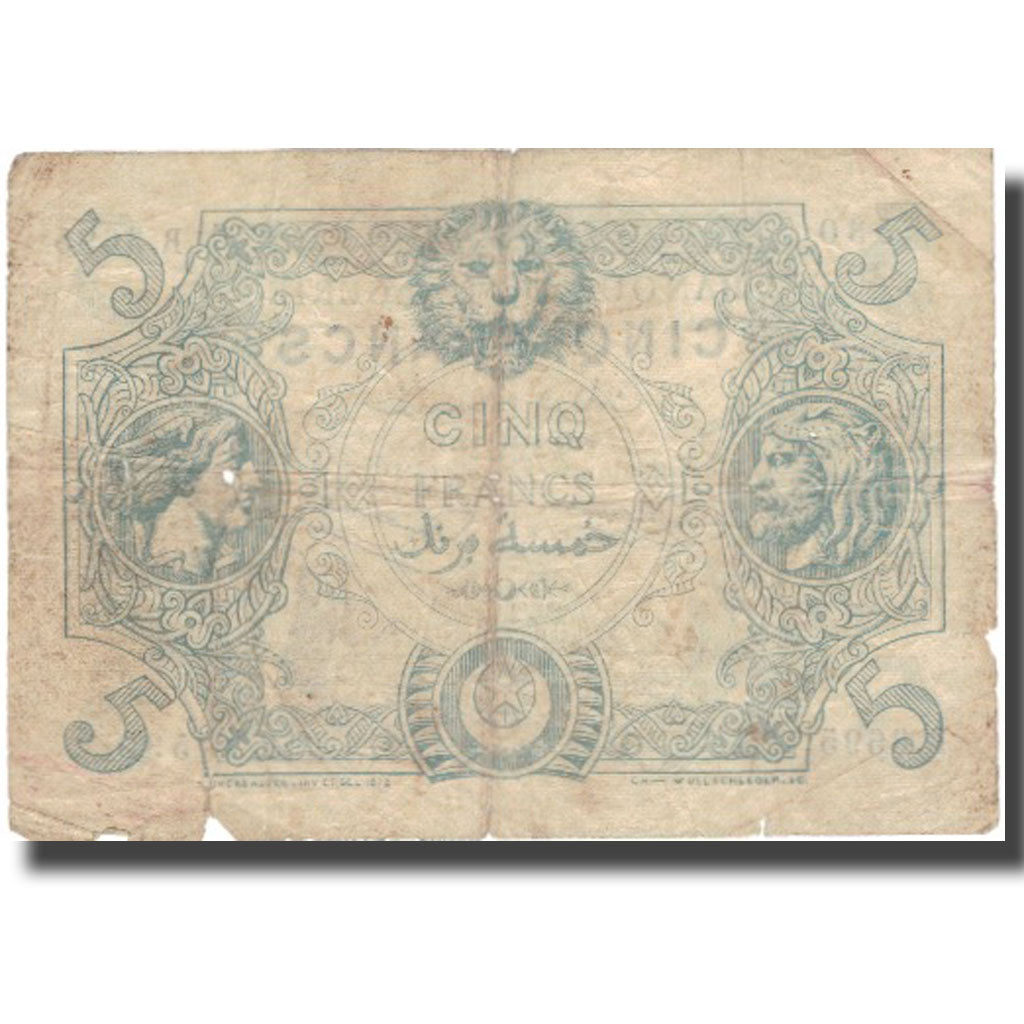 Banknote, Algeria, 5 Francs, 1925, 1925-04-23, KM:71b, VF(20-25)