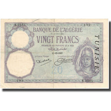 Banknote, Tunisia, 20 Francs, 1927, 1927-12-12, KM:6b, EF(40-45)