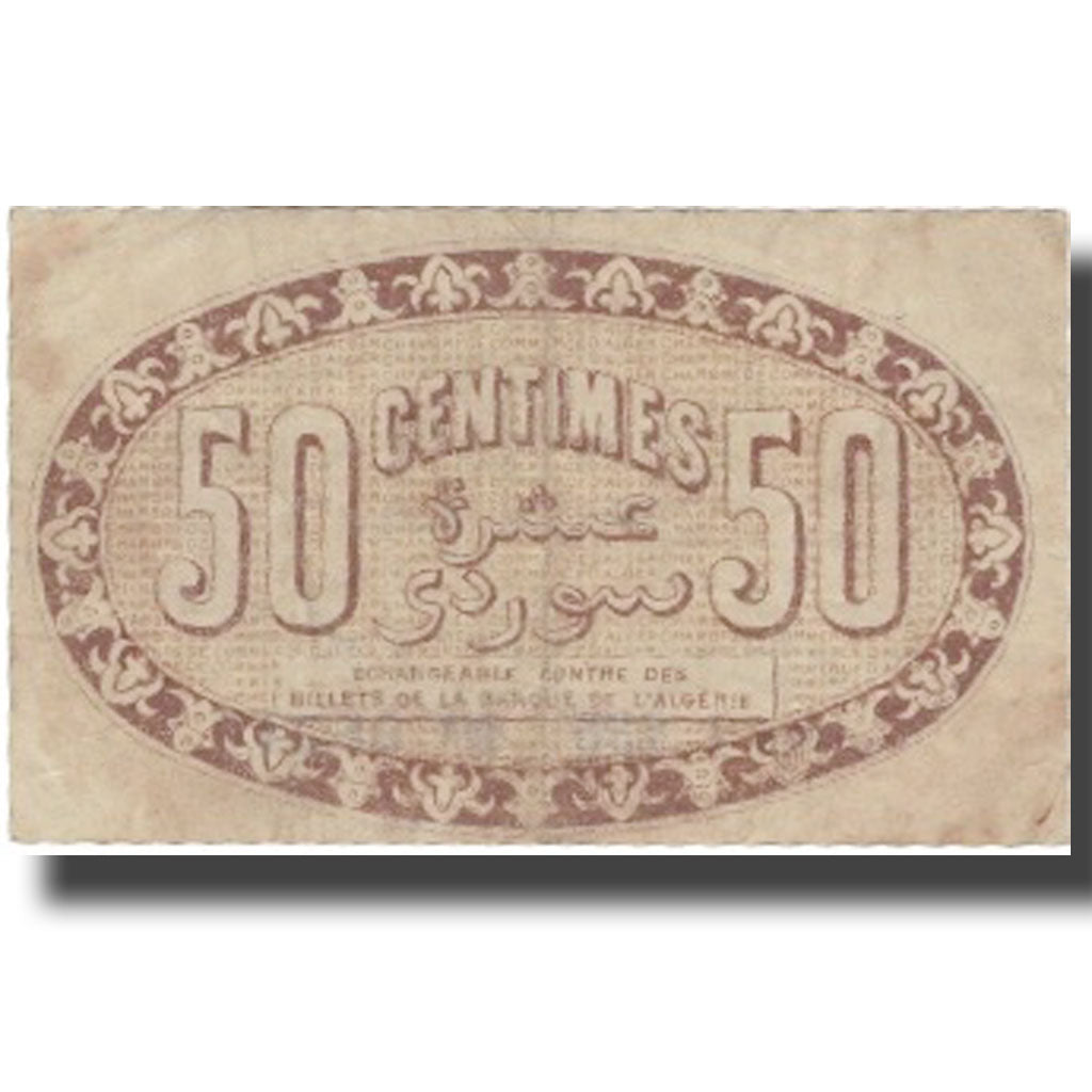 Banknote, Algeria, 50 Centimes, Blason, 1915, 1915-01-13, AU(50-53)