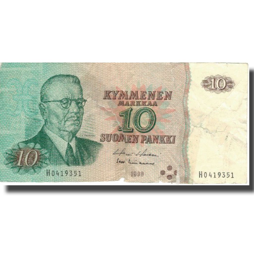 Banconote, Finlandia, 10 Markkaa, 1980, 1980, KM:100a, B