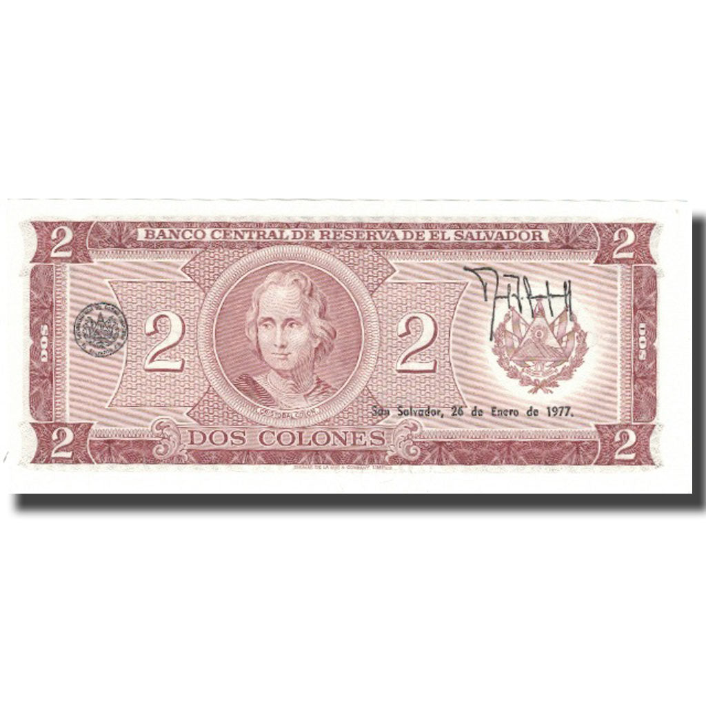 Billete, 2 Colones, 1977, El Salvador, 1977-01-26, KM:124a, UNC