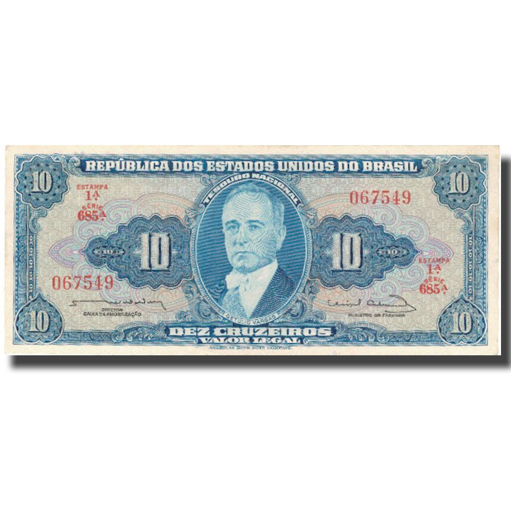 Banknote, Brazil, 10 Cruzeiros, ND(1961-1963), KM:167b, UNC(65-70)