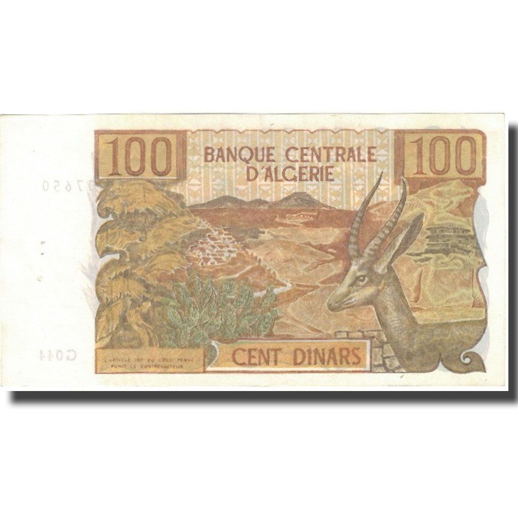 Billet, Algeria, 100 Dinars, 1970, 1970-11-01, KM:128b, TTB+