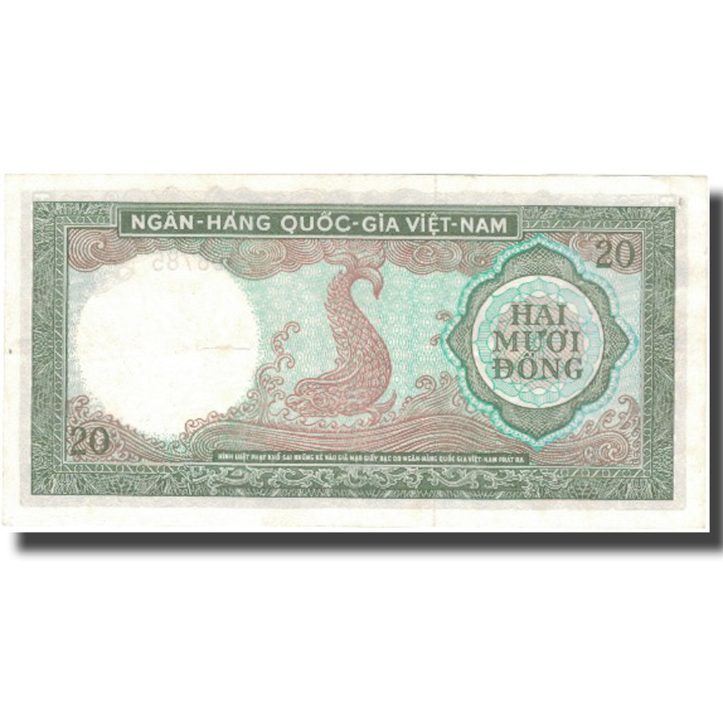 Billet, South Viet Nam, 20 D<ox>ng, Undated (1964), KM:16a, TTB+