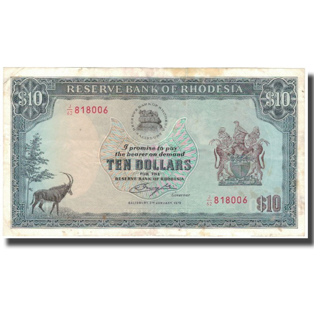 Banknote, Rhodesia, 10 Dollars, 1979, 1979-01-02, KM:33c, VF(30-35)