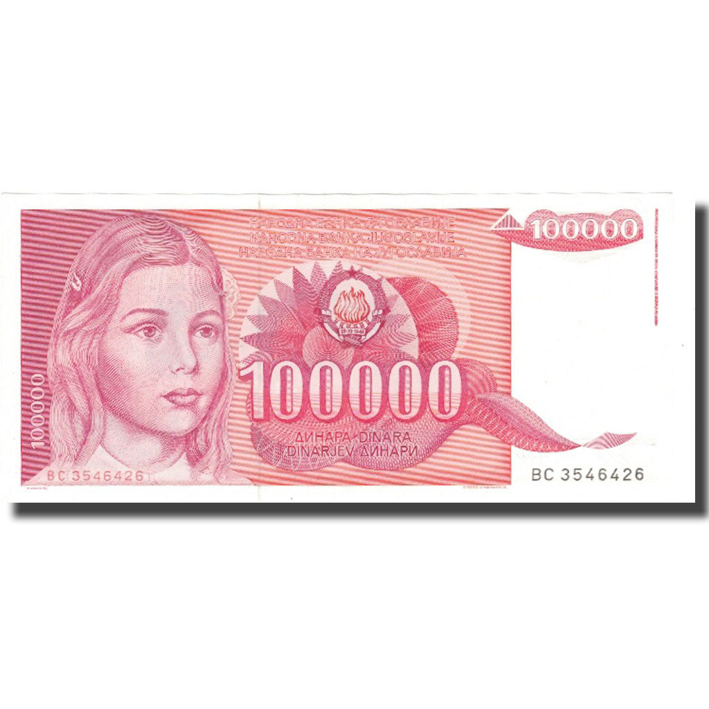 Banconote, Iugoslavia, 100,000 Dinara, 1989, 1989-05-01, KM:97, SPL+