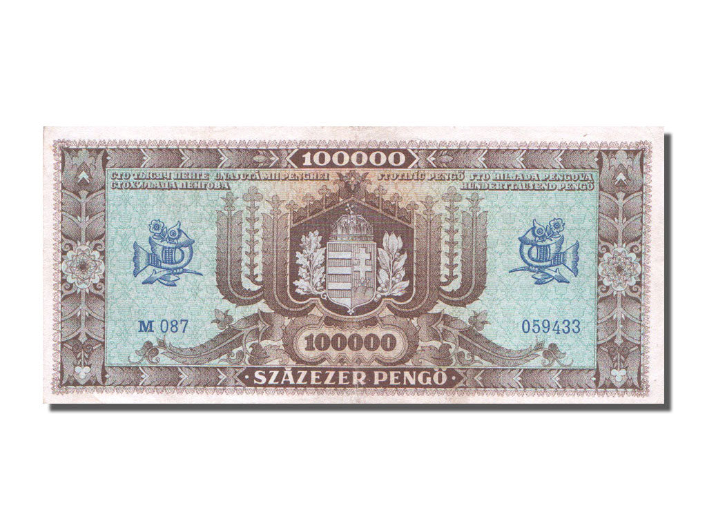 Hungary, 100,000 Pengö, 1945, KM #121a, 1945-10-23, AU(55-58), M.087
