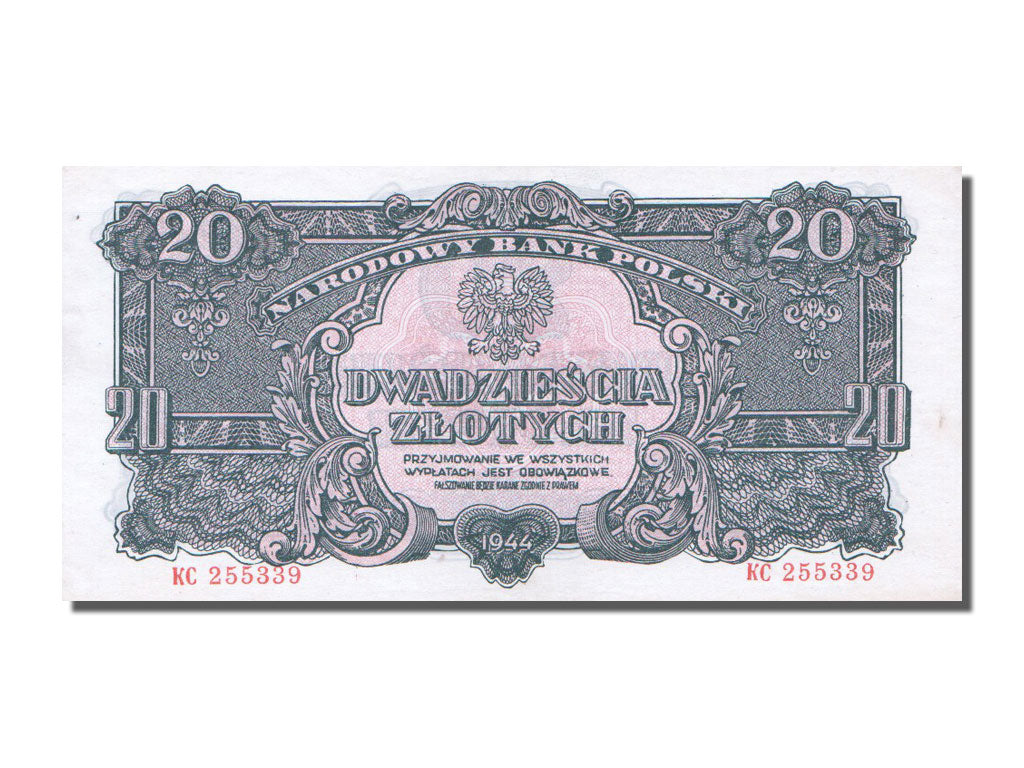Poland, 20 Zlotych, 1944, KM #112, UNC(63), KC.255339