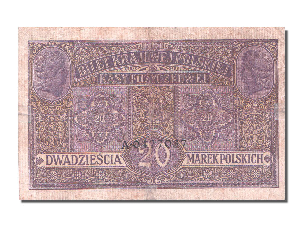 Poland, 20 Marek, 1917, KM #14, VF(20-25), A.0477037