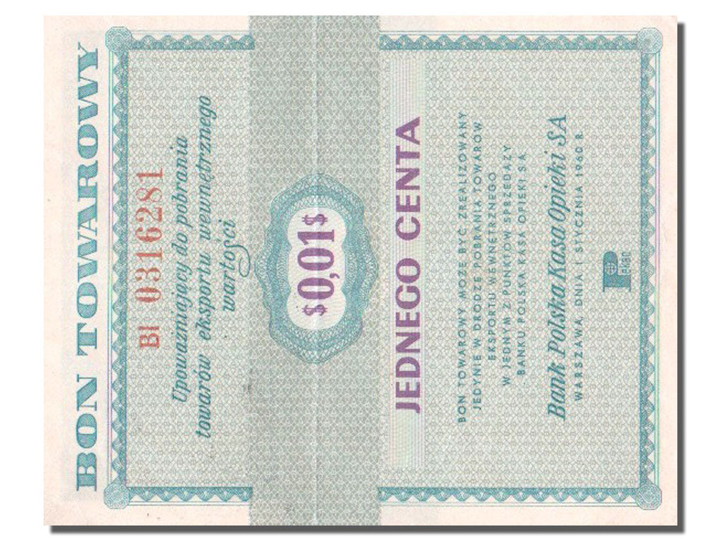 Poland, 1 Cent, 1960, KM #FX1, AU(55-58), BI.0316281
