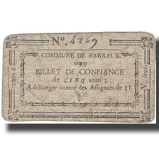 Francia, BARRAUX, 5 Sous, 1792, BC