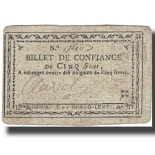 France, GRAND-LEMPS, 5 Sous, 1792, VF(20-25)