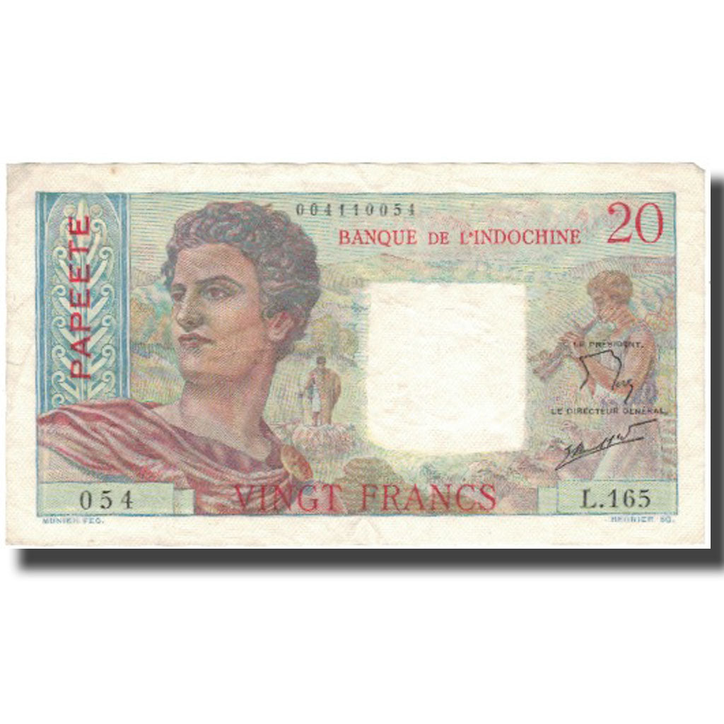 Geldschein, Tahiti, 20 Francs, 1951-1963, KM:21c, SS+