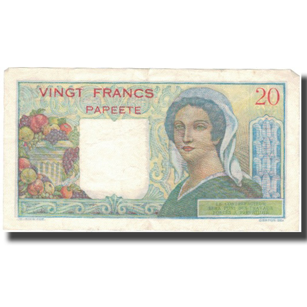 Geldschein, Tahiti, 20 Francs, 1951-1963, KM:21c, SS+